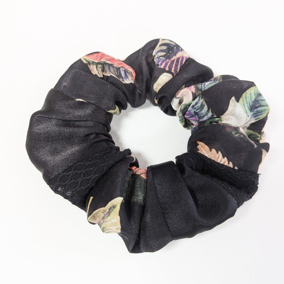 The Black Floral Scrunchie