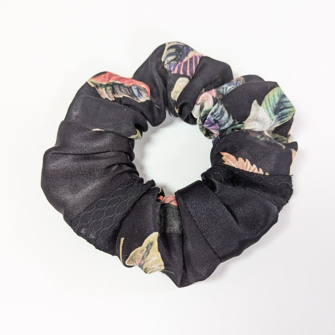 The Black Floral Scrunchie