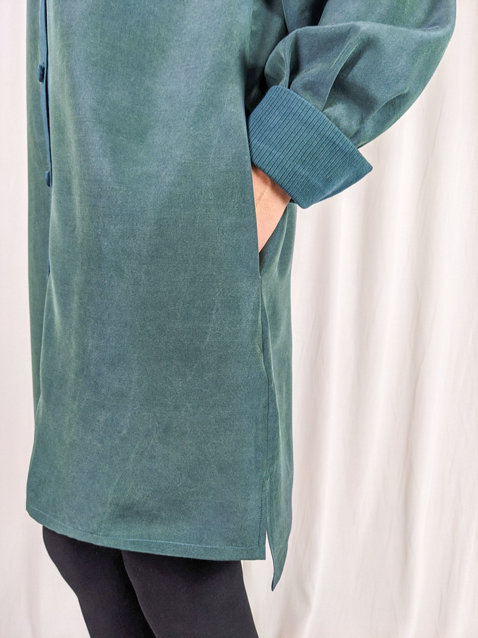 Bamboo and Silk Shirt Dress with Long Sleeves and Pockets